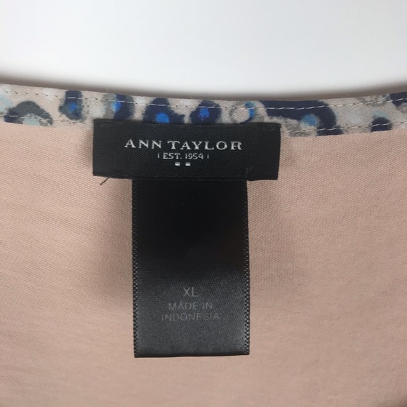 Ann Taylor Sleeveless Blue Pleated Dot Print Blouse Tank Top XL - Picture 2 of 8